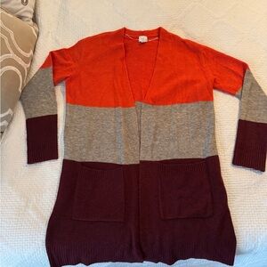 a new day Colorblock Cardigan in Orange, Gray, and Burgundy